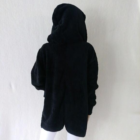 SALE Plush Sherpa Snuggly Hoodie Open Front Jacket - Picture 6 of 6